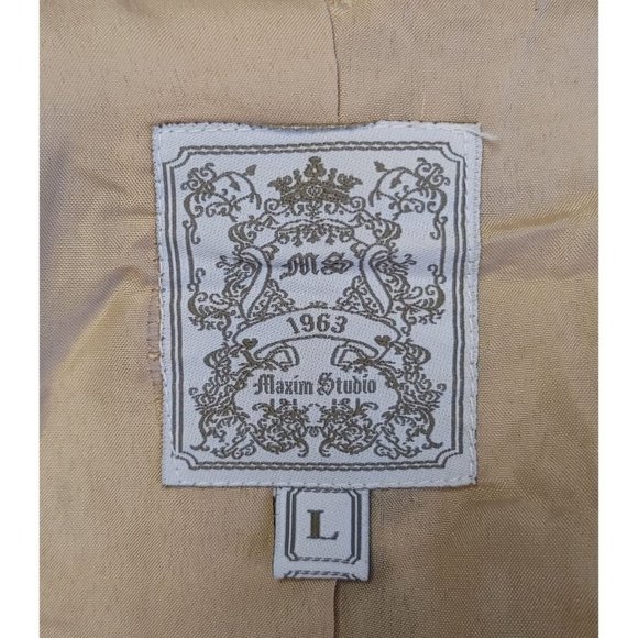 Maxim Studio Leopard Print Blazer Lined Ruched Sleeves Faux Pockets Size Large - Picture 3 of 4